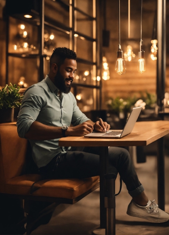 Computer, Personal Computer, Laptop, Plant, Furniture, Table