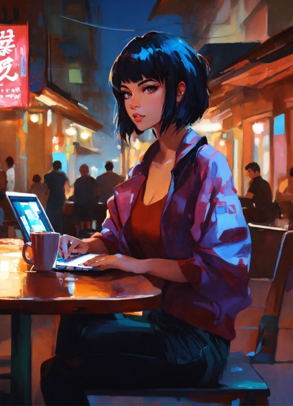 Laptop, Table, Computer, Eyewear, Fashion Design, Electric Blue