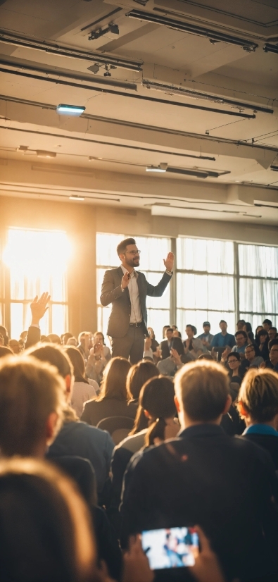 Shirt, Crowd, Suit, Event, Window, Public Speaking