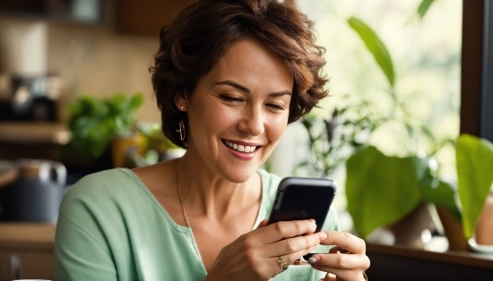 Smile, Hand, Plant, Mobile Phone, Communication Device, Gesture