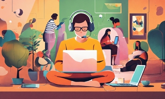 Art, Cartoon, Fun, Eyewear, Personal Computer, Laptop