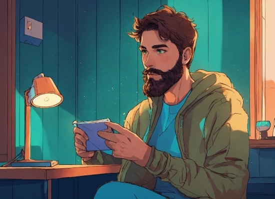 Hairstyle, Beard, Gesture, Art, Facial Hair, Illustration