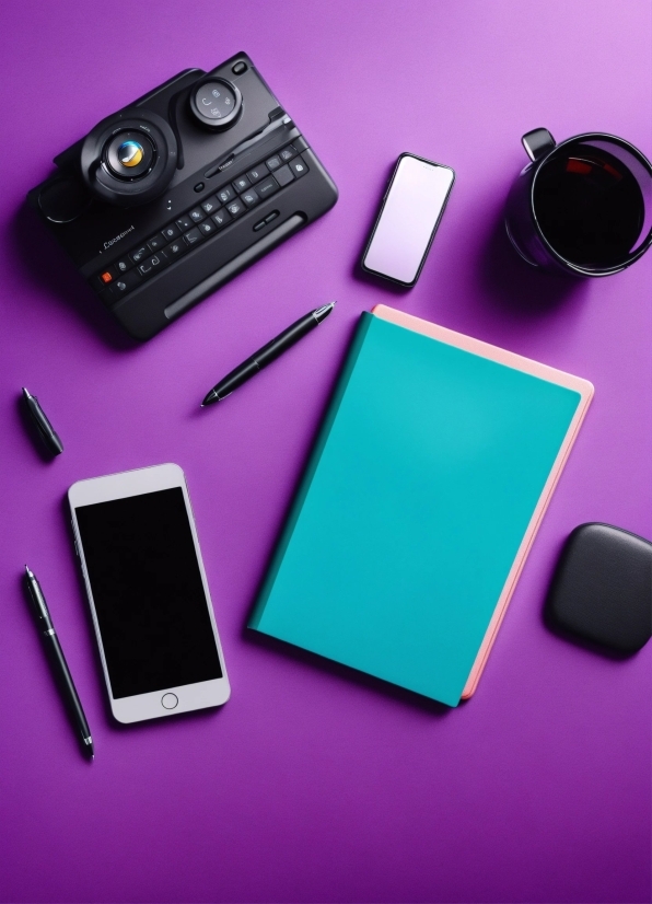 White, Product, Mobile Phone, Purple, Rectangle, Gadget