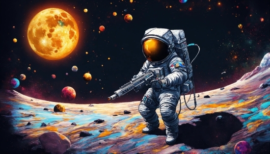 Astronaut, World, Art, Astronomical Object, Paint, Science