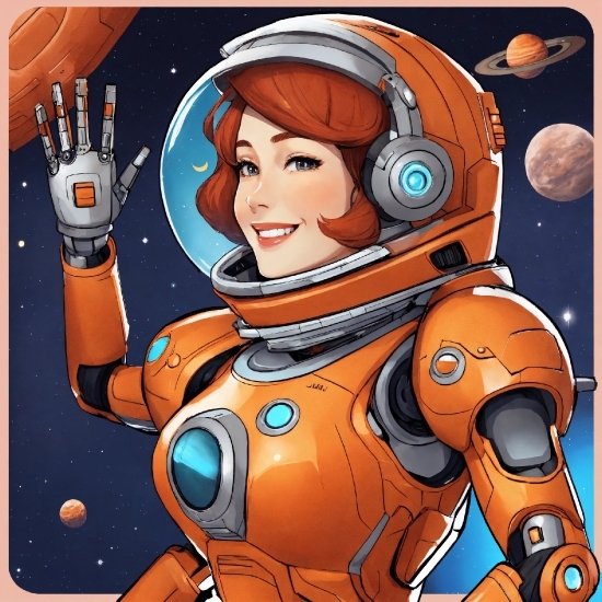 Smile, Cartoon, Astronaut, Gesture, Art, Fictional Character