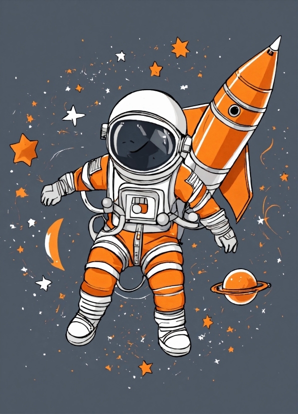 Astronaut, Gesture, Font, Sleeve, Art, Space