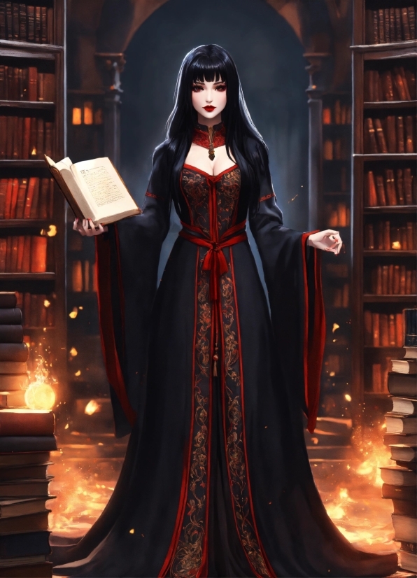 Shelf, Fashion, Sleeve, Bookcase, Dress, Cape