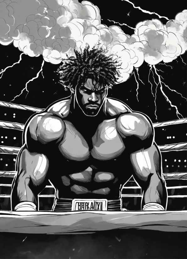 White, Cartoon, Striking Combat Sports, Combat Sport, Boxing Ring, Bodybuilder