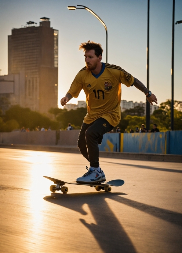 Sky, Skateboard Deck, Sports Equipment, Wheel, Skateboarder, Asphalt