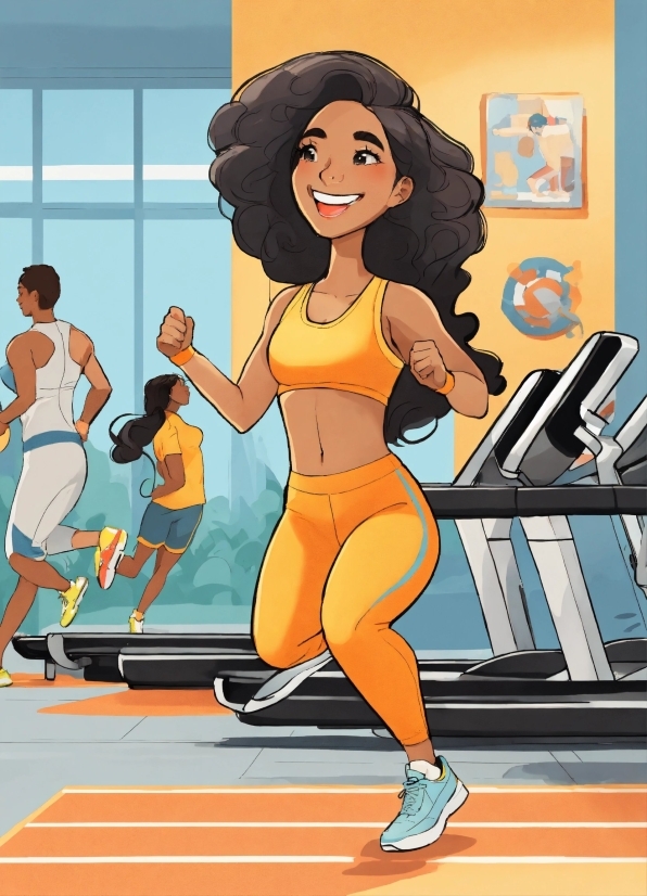 Hairstyle, Smile, Muscle, Cartoon, Art, Thigh