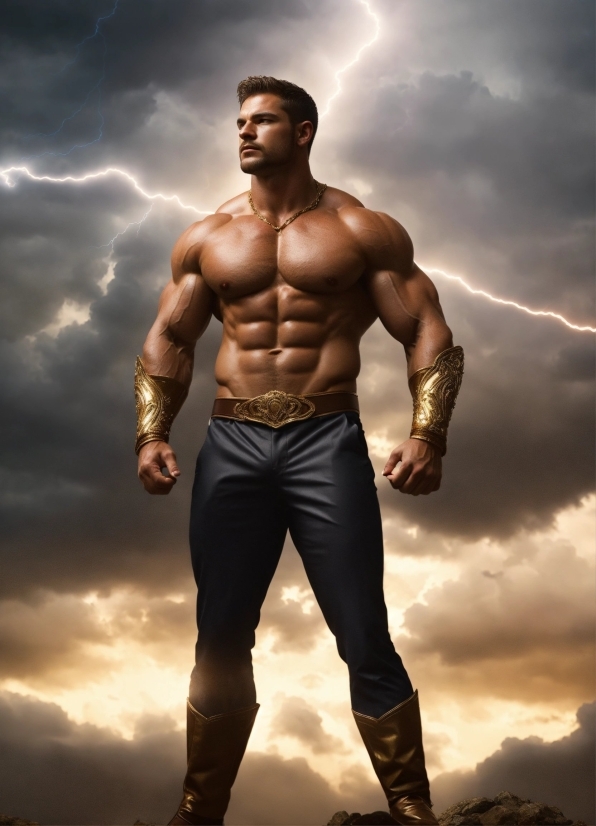 Cloud, Sky, Muscle, Bodybuilder, Flash Photography, Sleeve