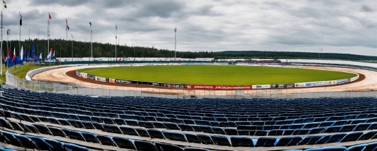 Sky, Cloud, Grass, Race Track, Stadium, Flag