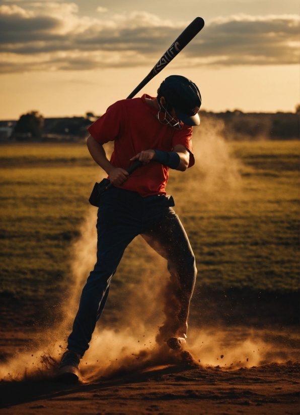 Sky, Cloud, Sports Equipment, Flash Photography, Baseball Bat, Standing