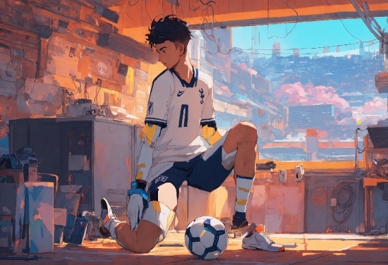 World, Shorts, Blue, Orange, Sports Equipment, Ball