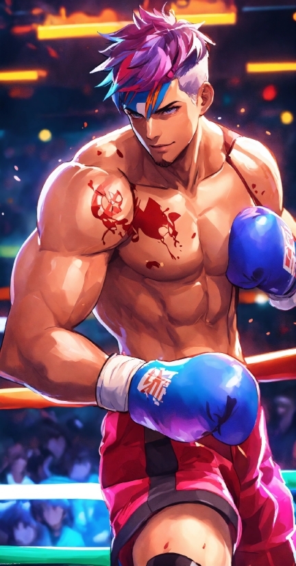 Muscle, Light, Blue, Human Body, Shorts, Combat Sport