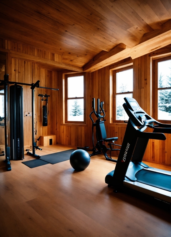 Window, Building, Wood, Exercise Machine, Interior Design, Flooring