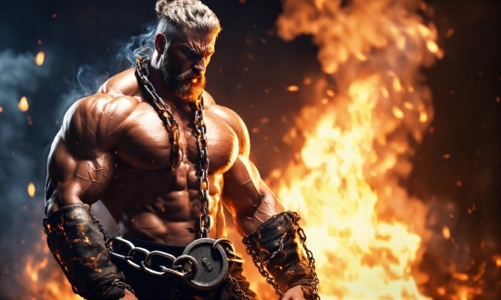 Muscle, Cg Artwork, Fire, Movie, Chest, Glove