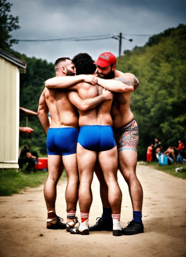 Sky, Shoe, Shorts, Cloud, Muscle, Undergarment