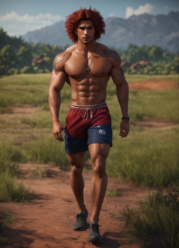 Hair, Shorts, Sky, Muscle, Bodybuilder, Human Body