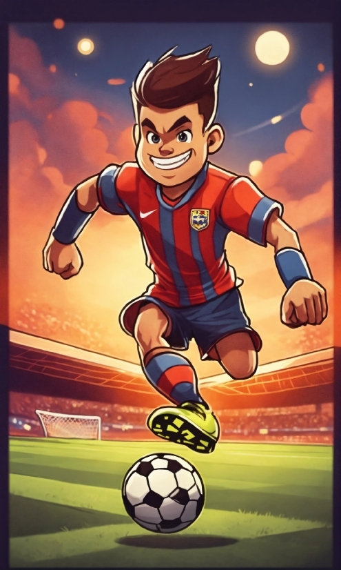 Cartoon, Soccer, Sports Equipment, Football, Art, Ball