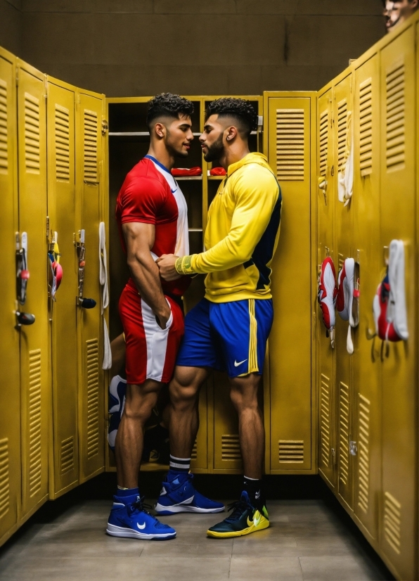 Shorts, Standing, Yellow, Workwear, Sports Uniform, Knee