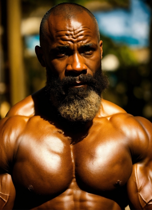 Muscle, Neck, Jaw, Beard, Bodybuilding, Chest