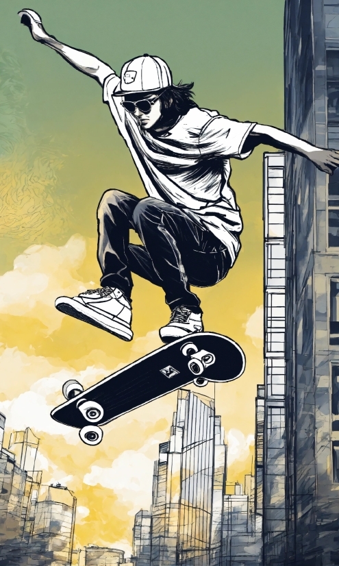 Sports Equipment, Art, Rolling, Skateboarder, Cool, Helmet