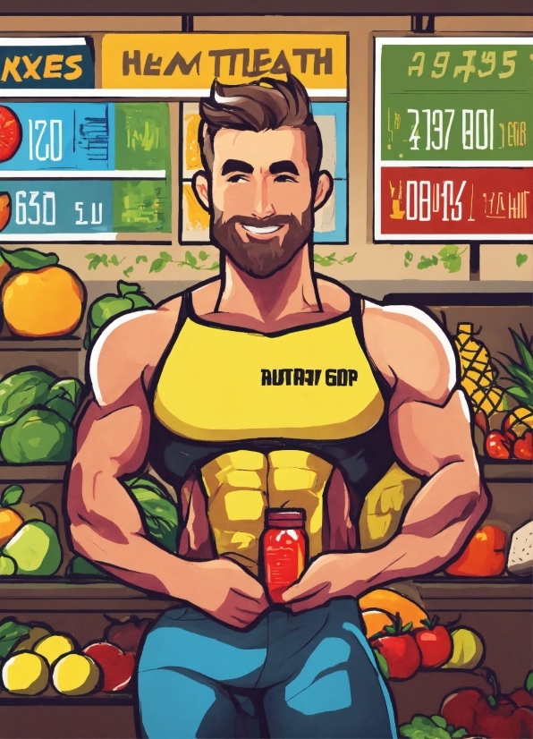 Muscle, Cartoon, Bodybuilder, Bodybuilding, Smile, Chest