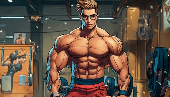 Cartoon, Muscle, Jaw, Sleeve, Bodybuilder, Bodybuilding