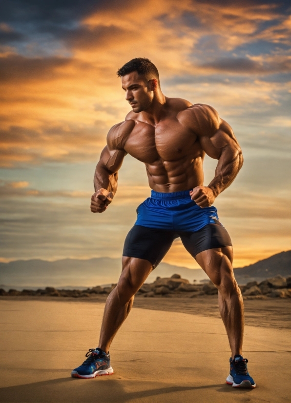 Cloud, Sky, Shorts, Bodybuilder, Flash Photography, Bodybuilding