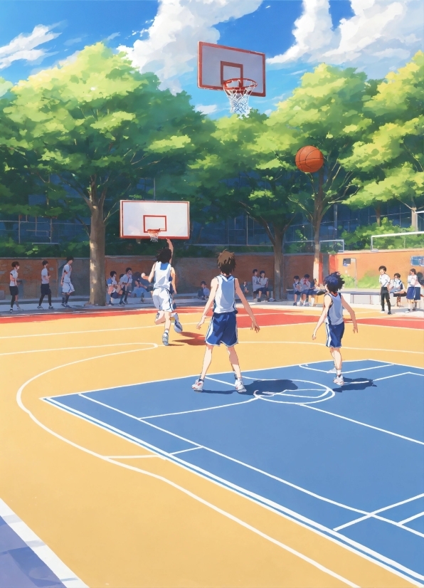 Basketball, Daytime, Shorts, Basketball Hoop, Cloud, Sports Equipment