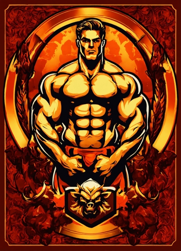 Cartoon, Sleeve, Art, Chest, Bodybuilder, Bodybuilding