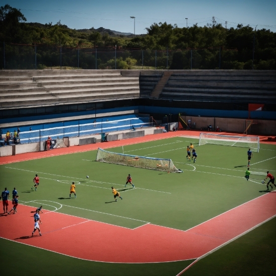 Sports Equipment, Field House, Sky, Football, Player, Plant