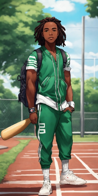 Green, Sports Uniform, Thigh, Sportswear, Knee, Waist