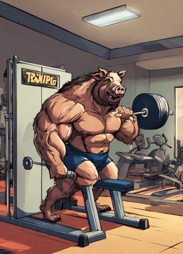 Cartoon, Bodybuilding, Bodybuilder, Art, Poster, Metal