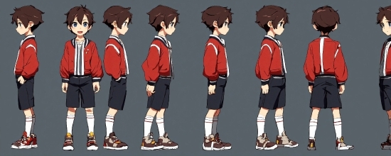 Footwear, Cartoon, School Uniform, Human Body, Sleeve, Gesture